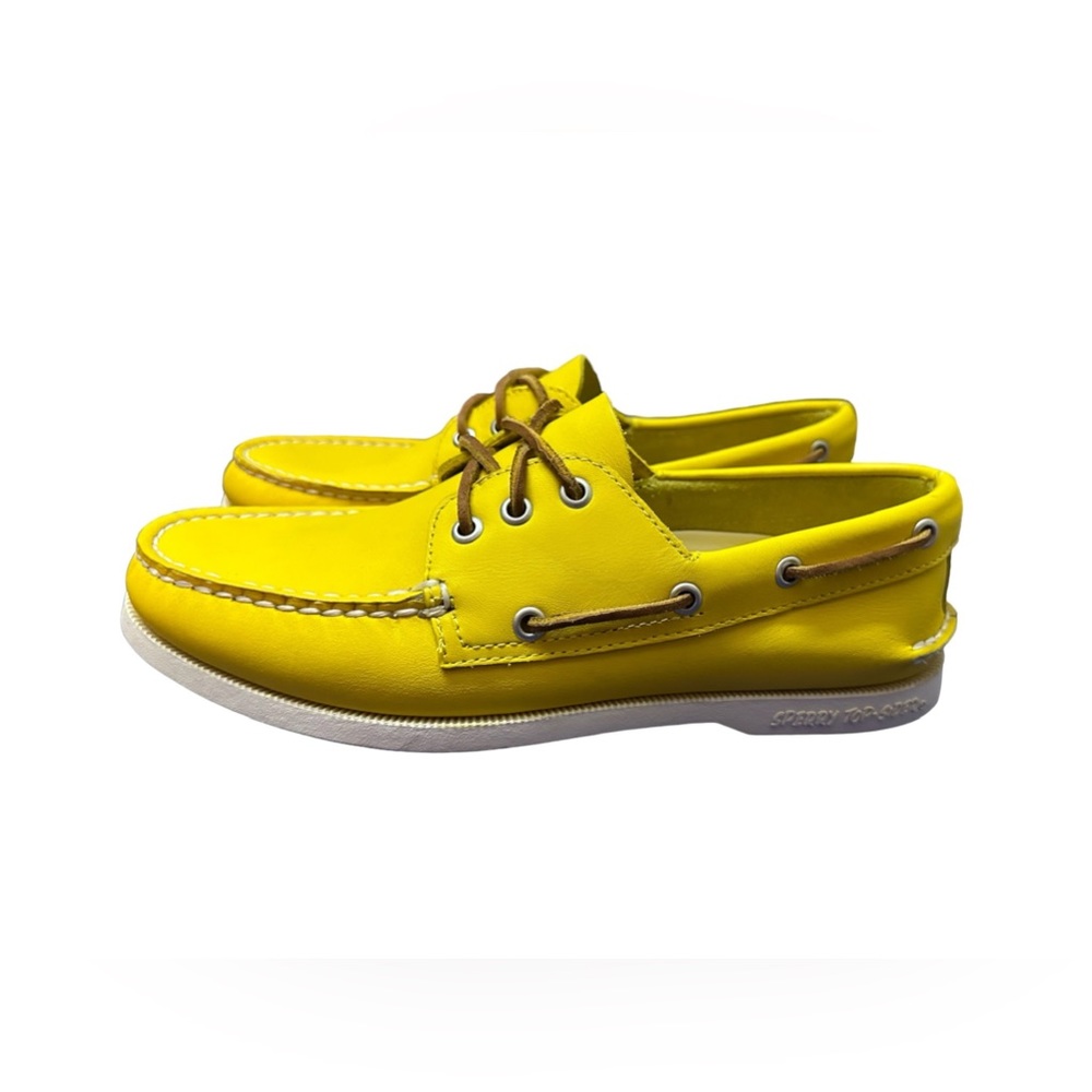 Sperry Men’s Authentic Original Top Sider 3-Eye Yellow Leather Boat Shoes - Sz 8